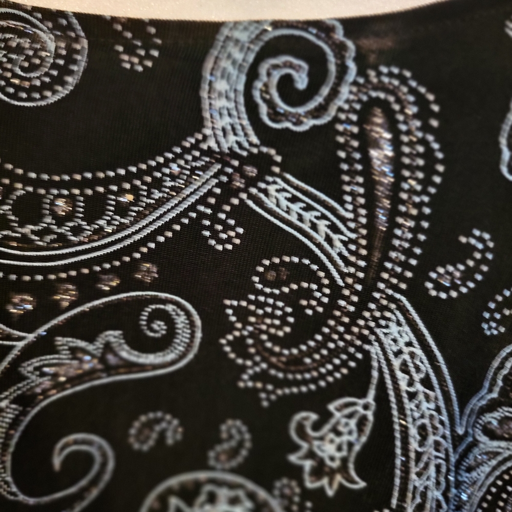 Alex Evenings Black and Silver And TEAL BLOUSE - Picture 6 of 15
